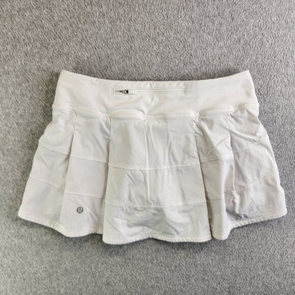 Lululemon Skort Womens 6 White Pace Rival Skirt Owasso Oklahoma Cheer Leading - Picture 14 of 15